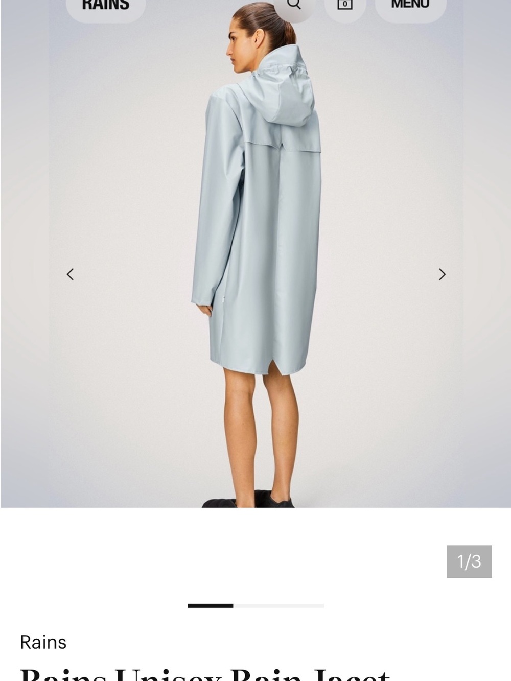 Rains Light Gray Waterproof Jacket